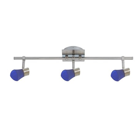 Jesco 3-Light Satin Chrome Bar Rail Kit- Blue Glass CEB3204BU